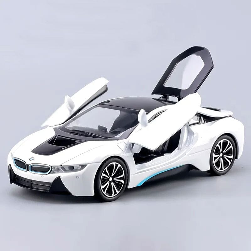 BMW I8 (Escala 1:22) Maxi-Miniatura de BMW I8 (Escala 1:24) Guzer Racing Branco 