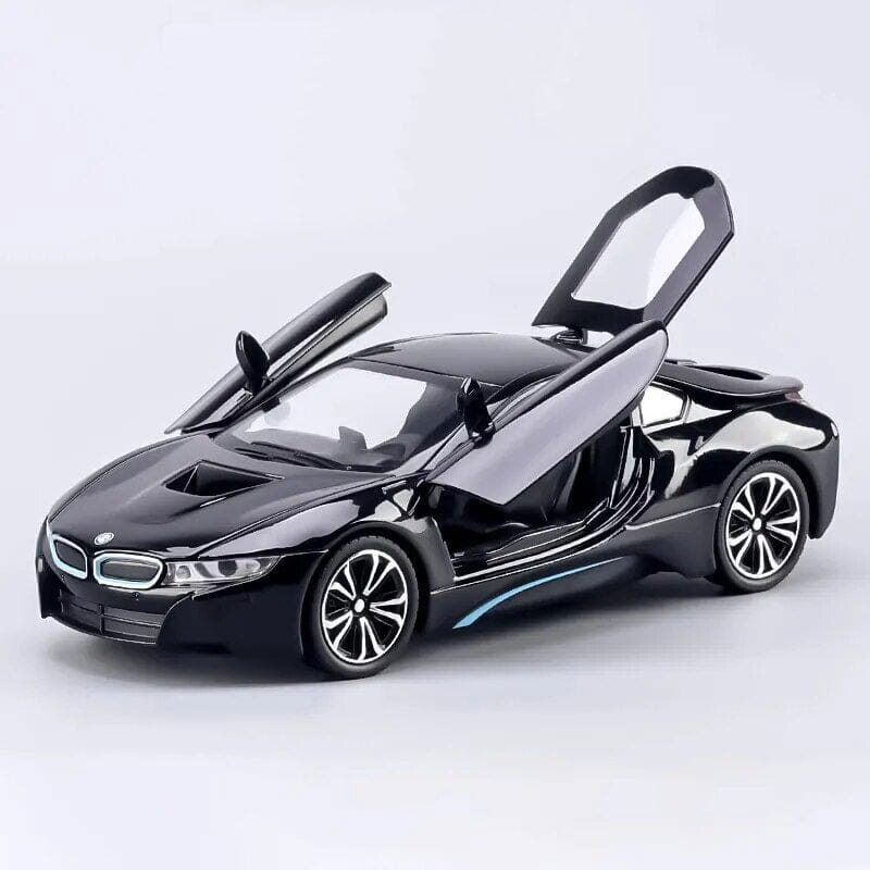 BMW I8 (Escala 1:22) Maxi-Miniatura de BMW I8 (Escala 1:24) Guzer Racing Preto 