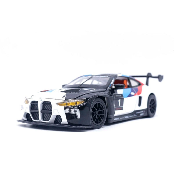 BMW M4 GT3 em Escala 1:24 BMW M4 GT3 em Escala 1:24 Guzer Racing Branco/Preto 