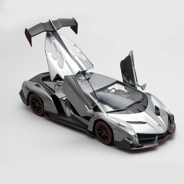 Lamborghini Veneno em Escala 1:24 Lamborghini Veneno em Escala 1:24 Guzer Racing Prata 