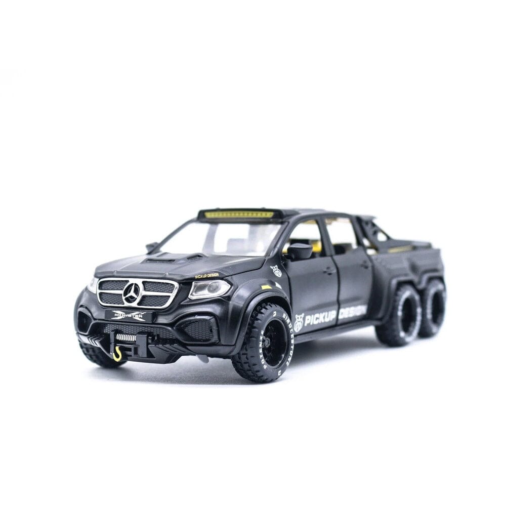 Mercedes X-Class Custom 6x6 em Escala 1:28 Mercedes X-Class Custom 6x6 em Escala 1:24 Guzer Racing Preto 