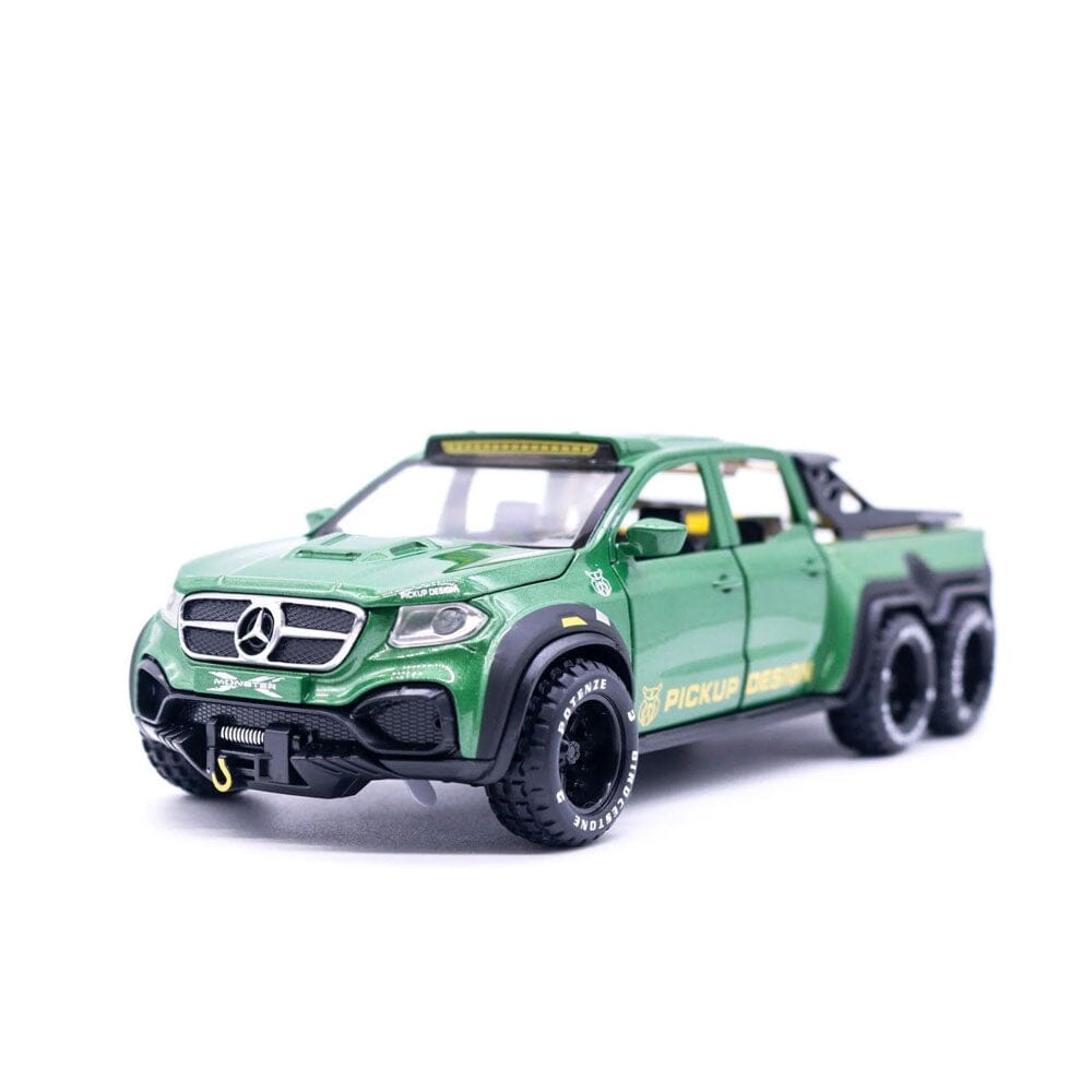 Mercedes X-Class Custom 6x6 em Escala 1:28 Mercedes X-Class Custom 6x6 em Escala 1:24 Guzer Racing Verde 