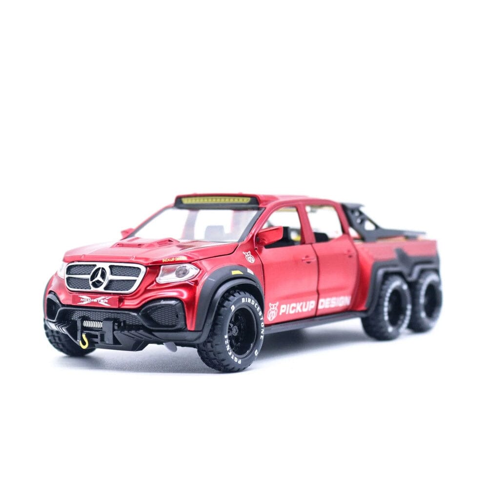 Mercedes X-Class Custom 6x6 em Escala 1:28 Mercedes X-Class Custom 6x6 em Escala 1:24 Guzer Racing Vermelho 