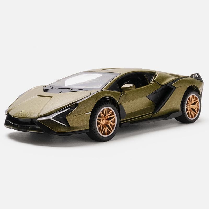 Miniatura de Lamborghini Sián em Metal (Escala 1:32) Miniatura de Lamborghini Sián em Metal (Escala 1:32) Guzer Racing Verde Musgo 