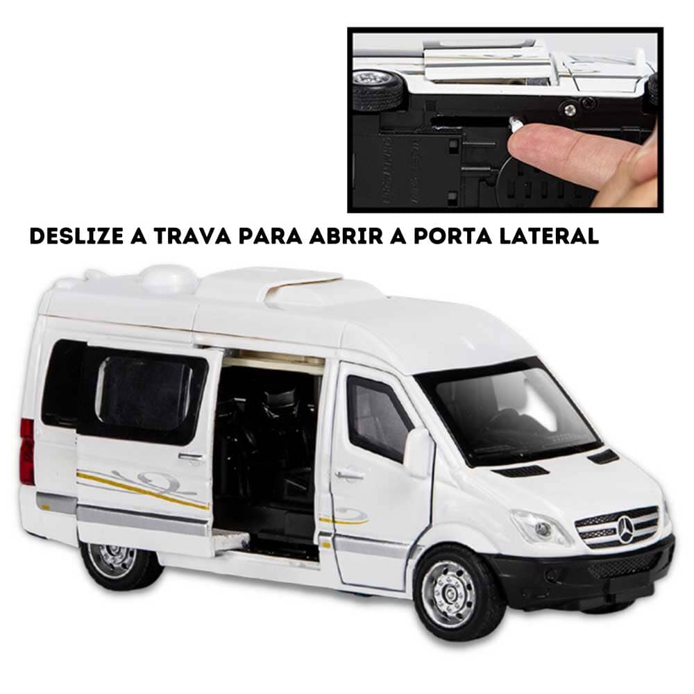 Miniatura de Van em Metal com Som, Luz e Fricção Miniatura de Van em Metal com Som, Luz e Fricção Guzer Racing 