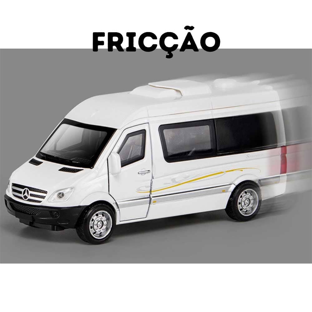 Miniatura de Van em Metal com Som, Luz e Fricção Miniatura de Van em Metal com Som, Luz e Fricção Guzer Racing 