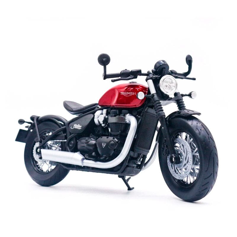 Moto Triumph Bonneville Bobber Moto Triumph Bonneville Bobber em escala 1:12 Guzer Racing Vermelho 